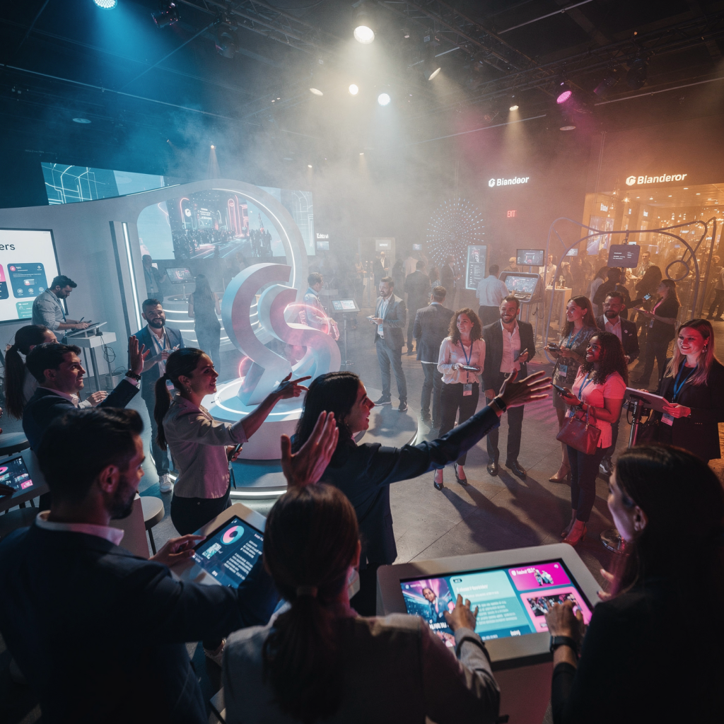 Experiencia inmersiva en evento corporativo con tecnolog&iacute;a interactiva creada por Panta Rei Events